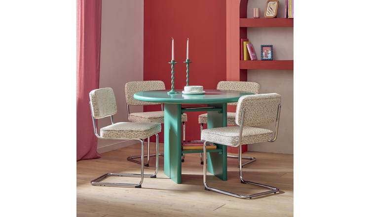 Habitat Geller Green Dining Table & 4 Natural Chairs