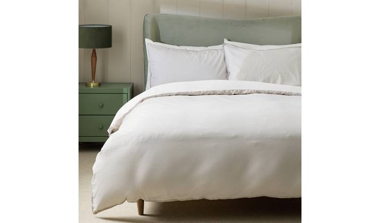 Habitat Seersucker Blanket Stitch Edge Bedding Set - Single