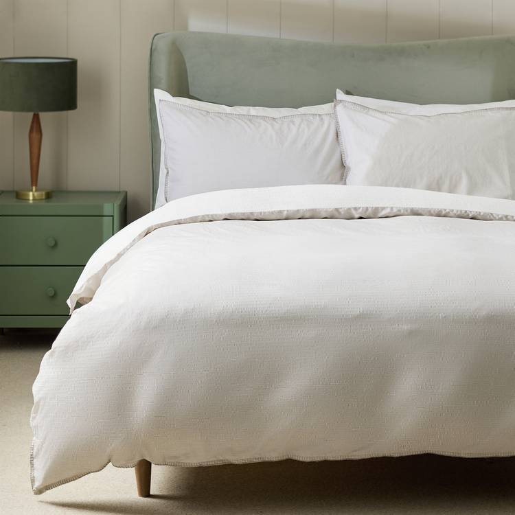 Habitat Seersucker Blanket Stitch Edge Bedding Set - Single 0