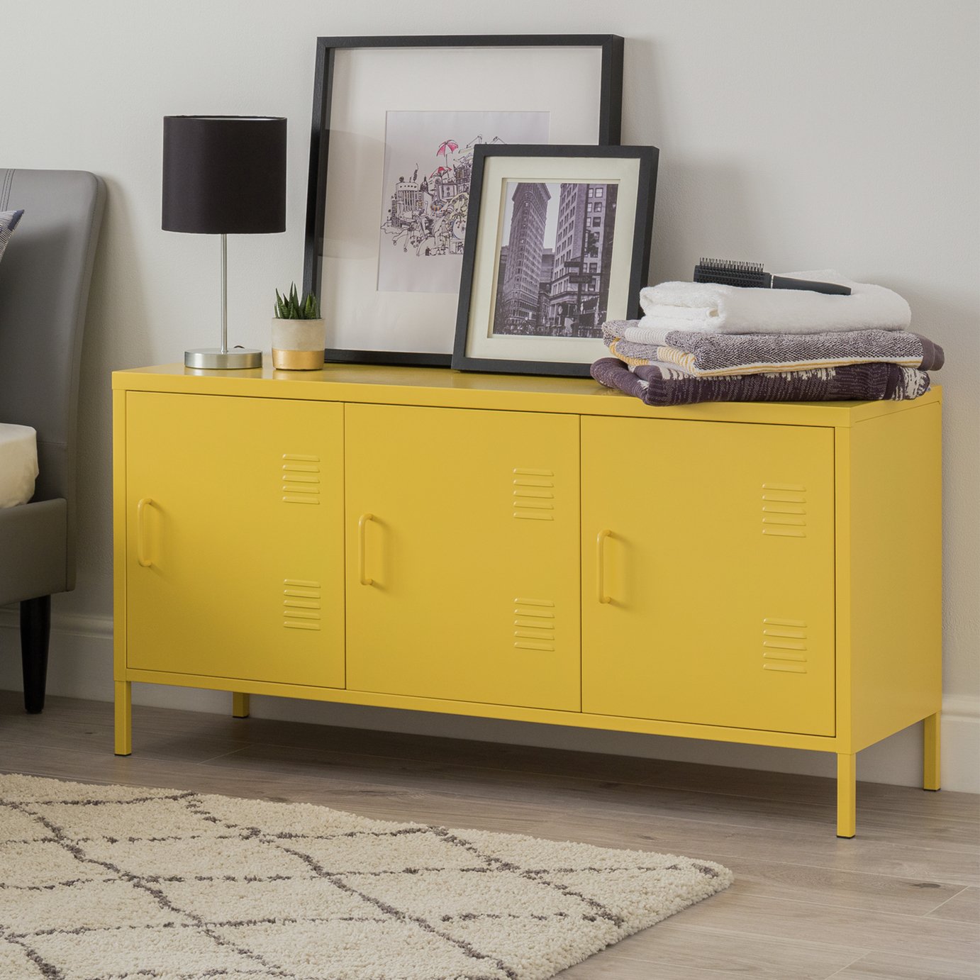 Buy Habitat Stevie 3 Door Locker - Mustard | Storage units | Argos
