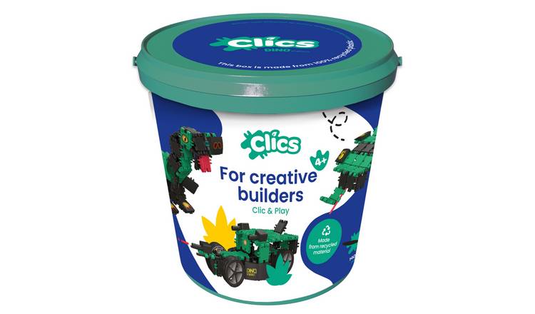 Clics Bucket Dino World Click and Play Bucket 181 Pieces