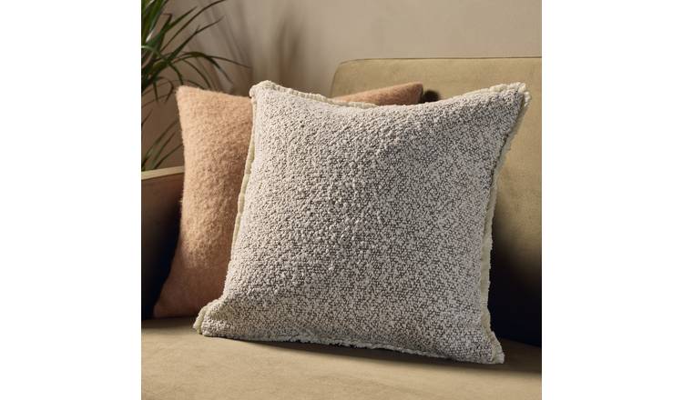 Habitat Boucle Fringe Cushion - Ivory - 43x43cm