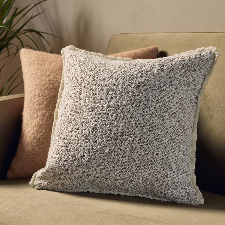 Habitat Boucle Fringe Cushion - Ivory - 43x43cm 0
