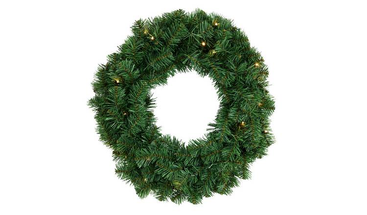 Habitat Pre Lit Green Christmas Wreath