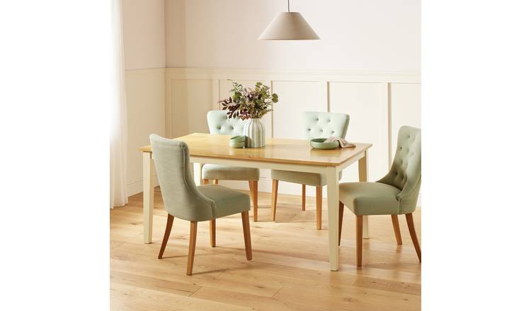 Argos Home Chicago Cream Dining Table & 4 Green Chairs