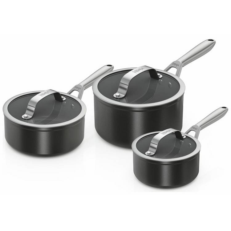 Ninja Cermaic Pro 3 Piece Aluminium Saucepan Set - Black 0