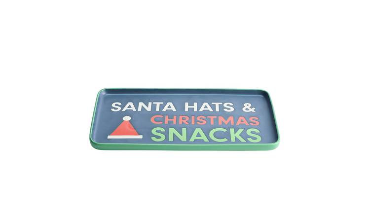 Habitat Christmas Slogan Stoneware Serving Platter - Blue