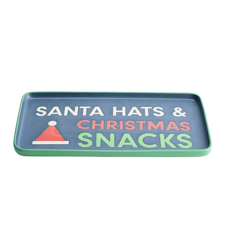 Habitat Christmas Slogan Stoneware Serving Platter - Blue 0