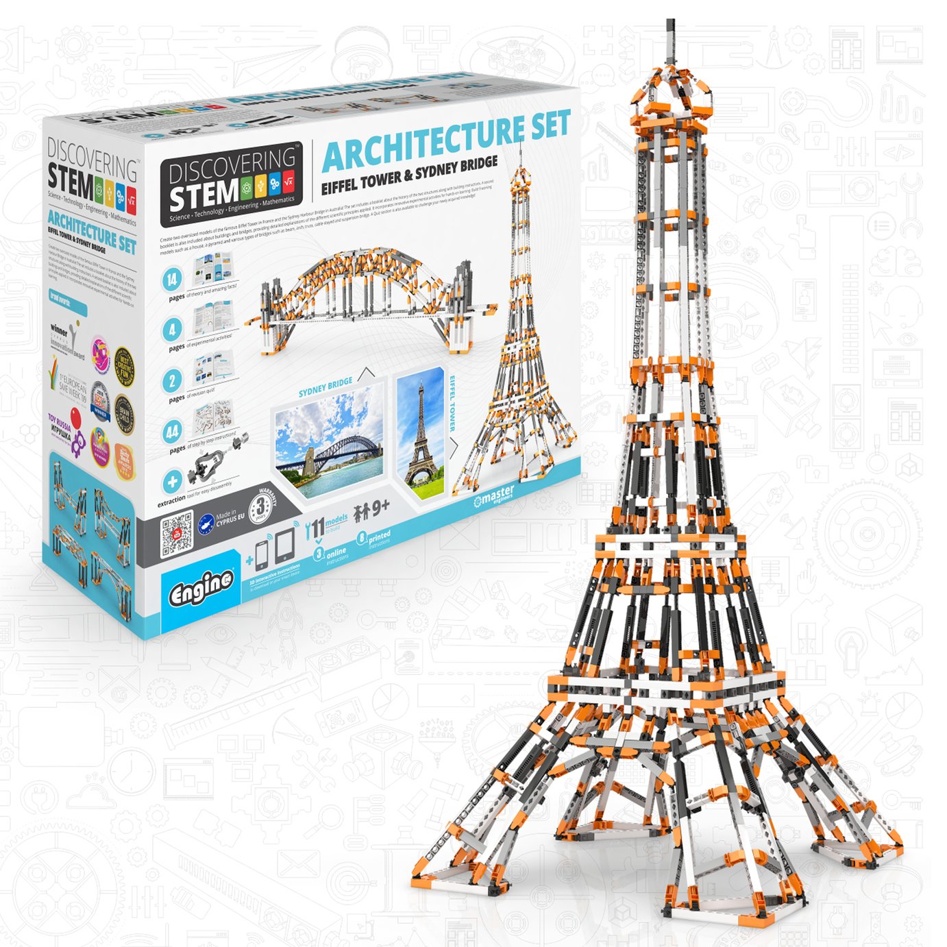 Engino Stem Architecture Set Eiffel Tower and Sydney Bridge