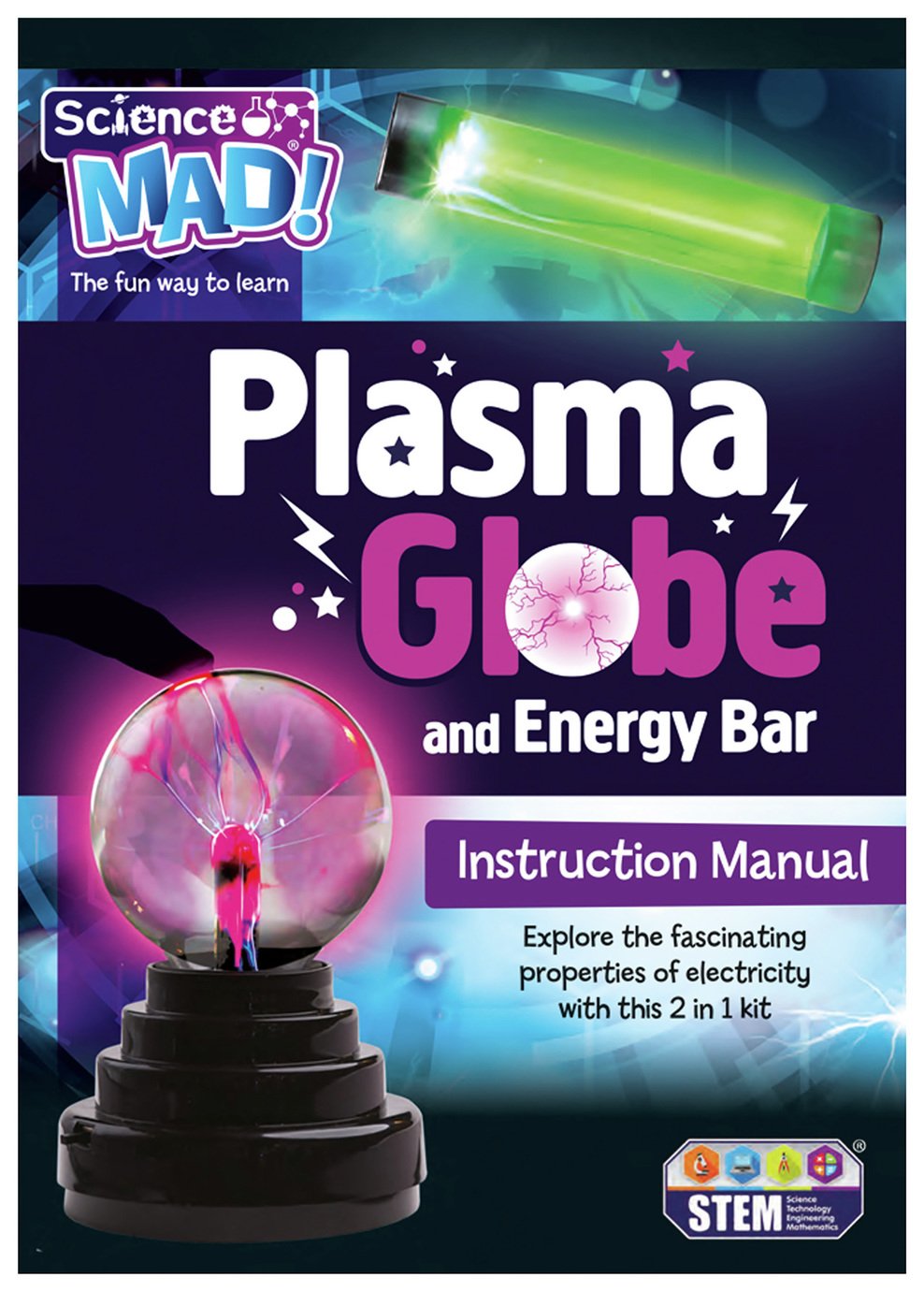 Science Mad 2 in 1 Plasma Globe & Energy Stick - Wind Designs