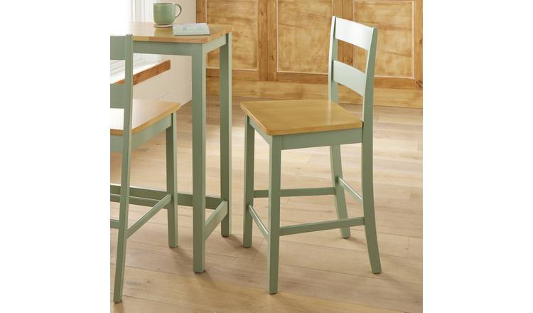 Argos Home Chicago Solid Wood Bar Stool - Sage Green