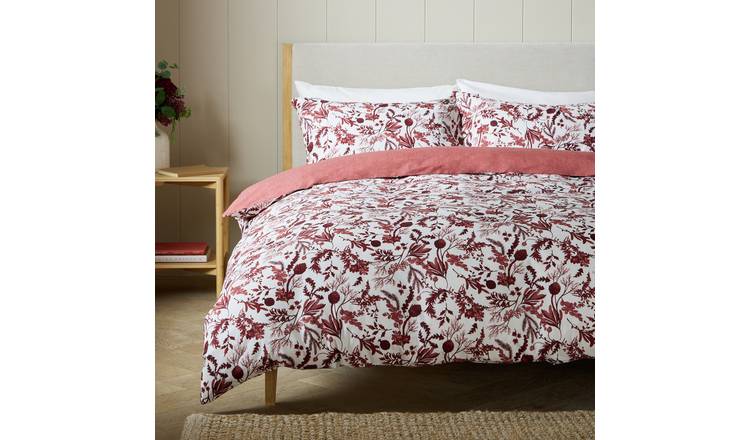 Argos Home Burgundy Foliage Print Bedding Set - Single