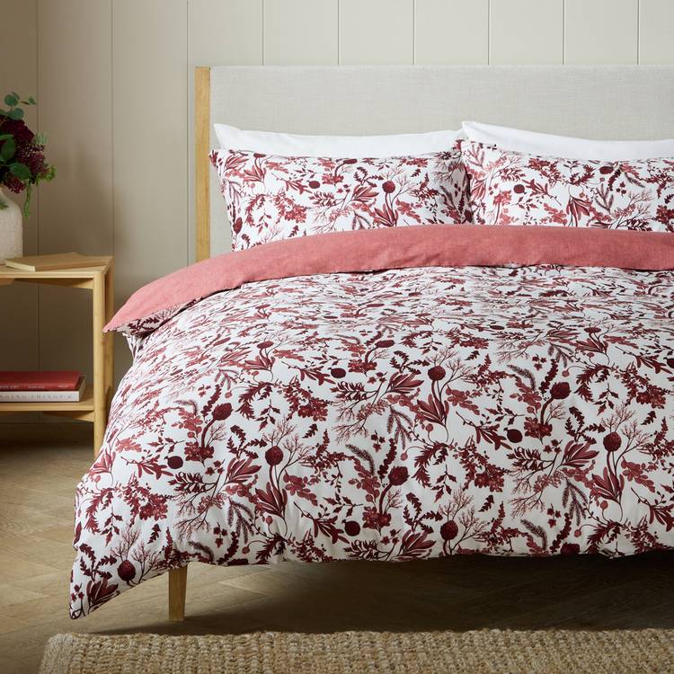 Argos Home Burgundy Foliage Print Bedding Set - Single 0