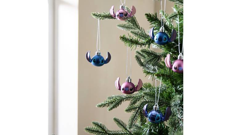Disney Pack of 6 Stitch And Angel Christmas Baubles