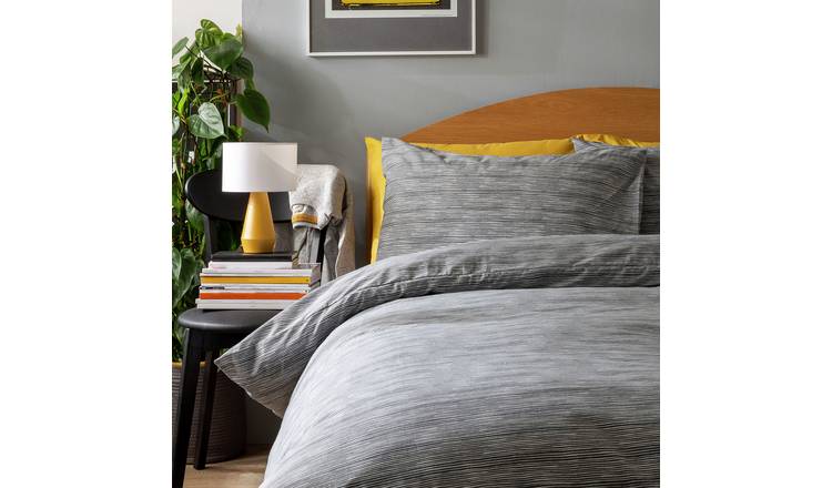 Habitat Stockholm Stripe Grey Bedding Set - Small double