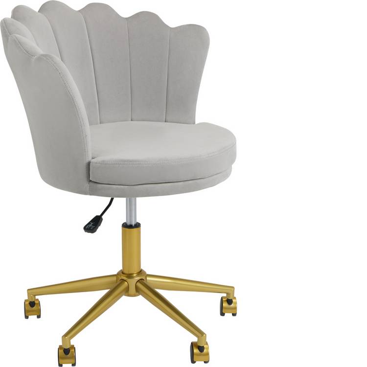 Habitat Georgia Scallop Velvet Chair - Grey 0