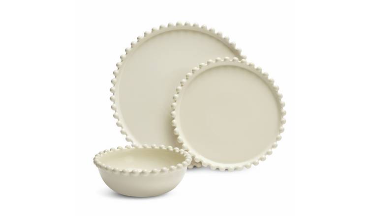 Habitat Bobbin 12 Piece Stoneware Dinner Set - Cream