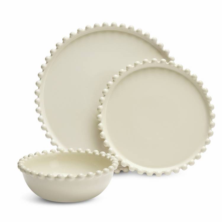 Habitat Bobbin 12 Piece Stoneware Dinner Set - Cream 0