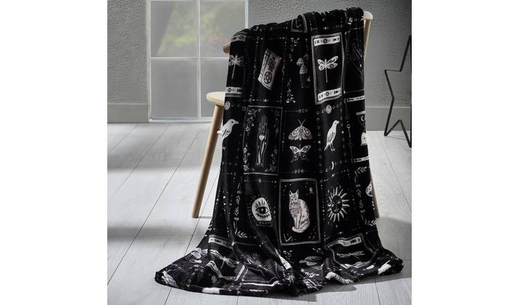 Catherine Lansfield Enchanted Fleece Throw - Black-170x130cm