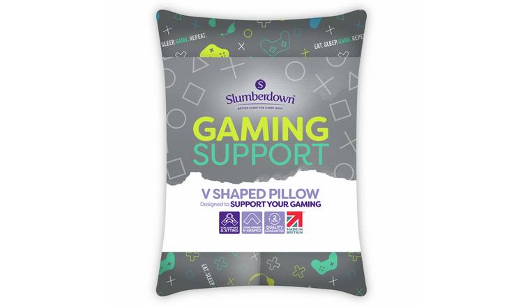 Slumberdown Gaming V Shaped Support Pillow - White