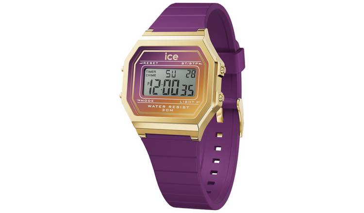 ICE-Watch Retro Digital Violet Silicone Strap Watch