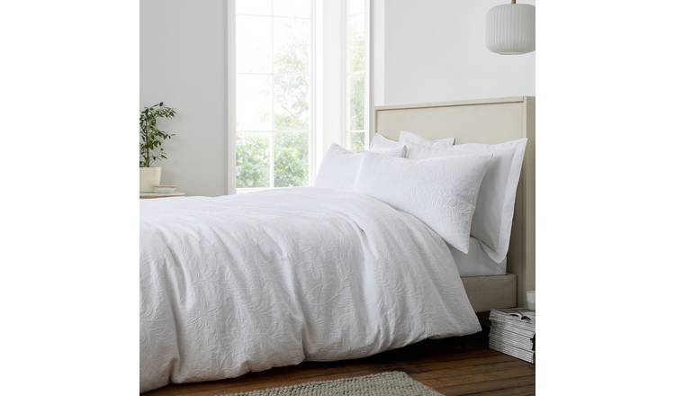 Bianca Cotton 200 TC White Floral Bedding Set - Superking