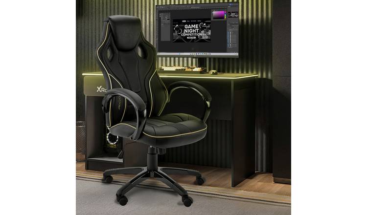 X Rocker Maverick Office Gaming Chair - Black and Gold