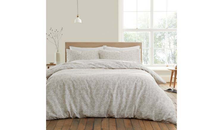 Bianca Cotton Shadow Leaves Natural Bedding Set - Superking