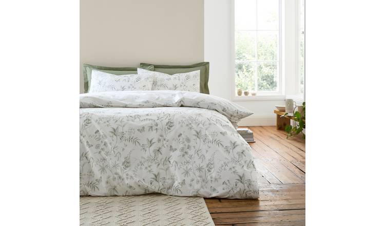 Bianca Cotton 200 TC Floral Green Bedding Set - Superking