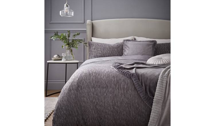 Catherine Lansfield Stripe Grey Bedding Set - King Size
