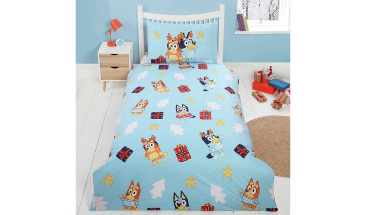 Bluey Christmas Cotton Blue & White Kids Bedding Set- Single