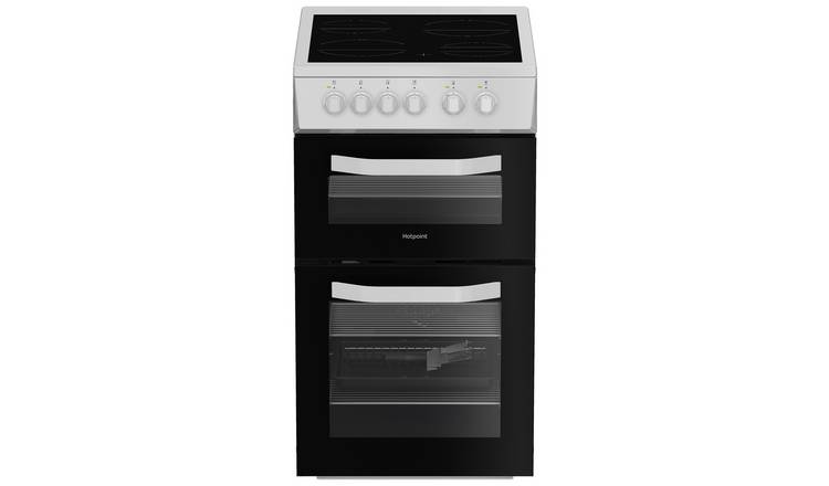 Hotpoint HTE5VCW 50cm Twin Cavity Electric Cooker - White