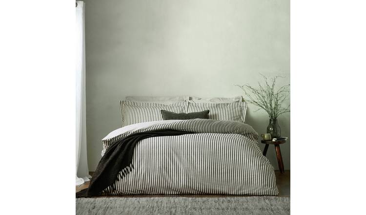 Yard Hebden Cotton Stripe Black Bedding Set - Double