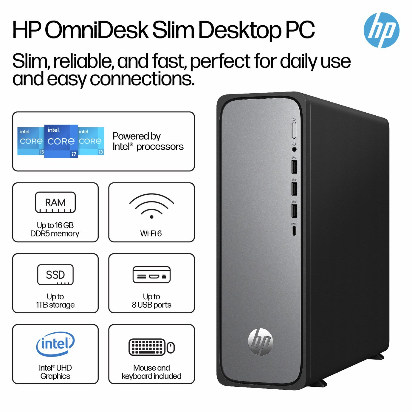 Buy HP S03-0012na Intel Core i3 8GB 256GB Desktop PC | Desktops
