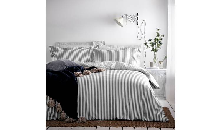Yard Hebden Cotton Stripe Grey Bedding Set - Super king