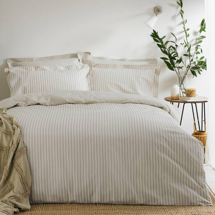 Yard Hebden Cotton Stripe Natural Bedding Set - Double 0
