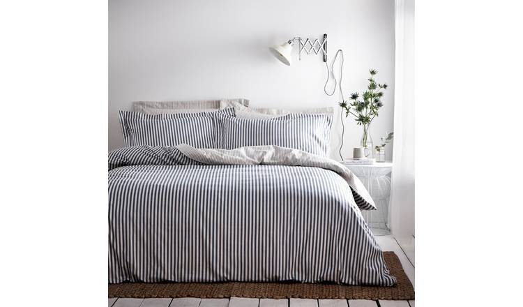 Yard Hebden Cotton Stripe Navy Bedding Set - King size