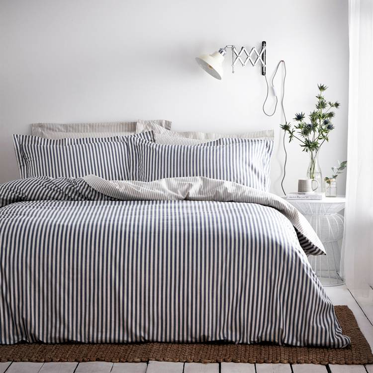 Yard Hebden Cotton Stripe Navy Bedding Set - Super king 0