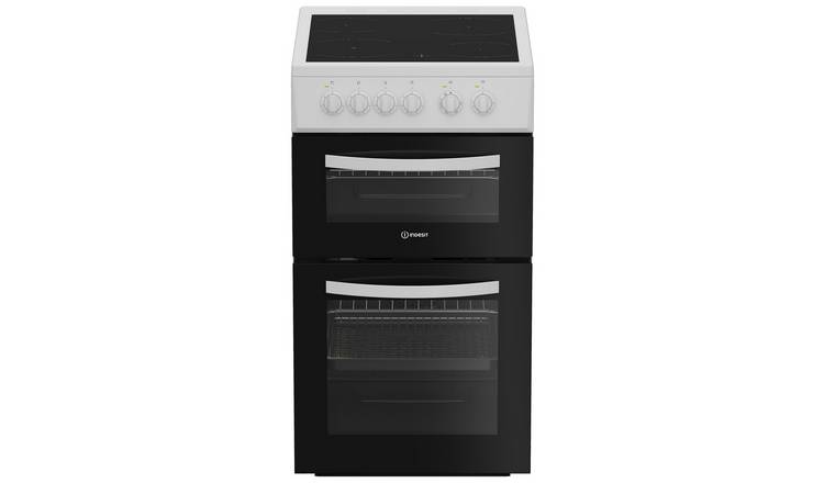 Indesit ITE5VMW 50cm Twin Cavity Electric Cooker - White