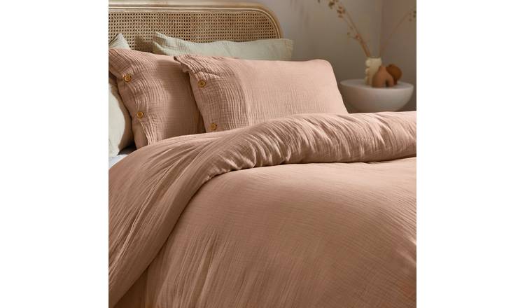 Yard Lark Cotton Muslin Pink Bedding Set - Super king