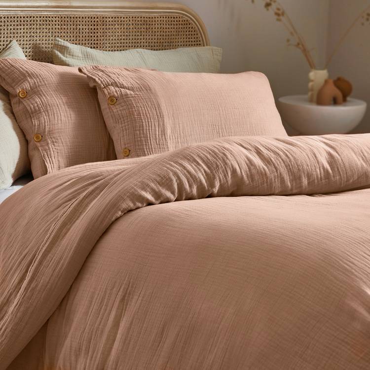 Yard Lark Cotton Muslin Pink Bedding Set - Super king 0