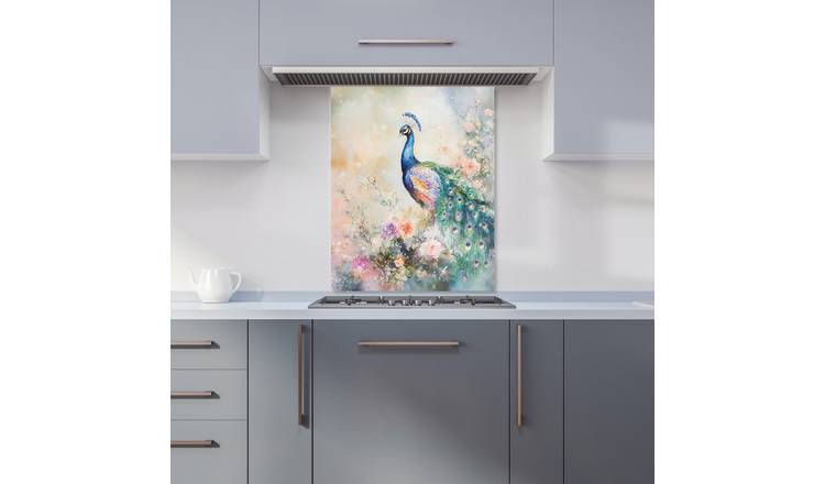 WRT Peacock Multicolour Kitchen Splashback - W600xH750mm