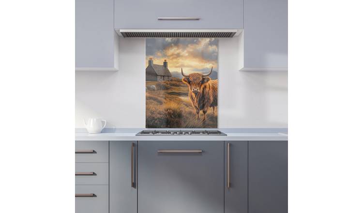 WRT Cow Cottage Multicolour Kitchen Splashback - W600xH750mm