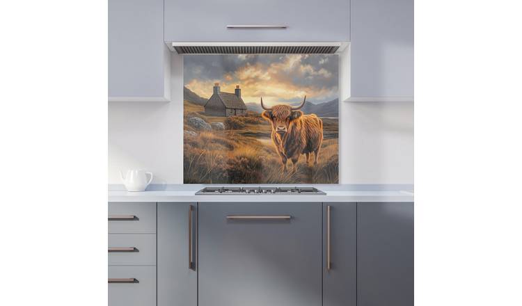 WRT Cow Cottage Multicolour Kitchen Splashback - W900xH750mm