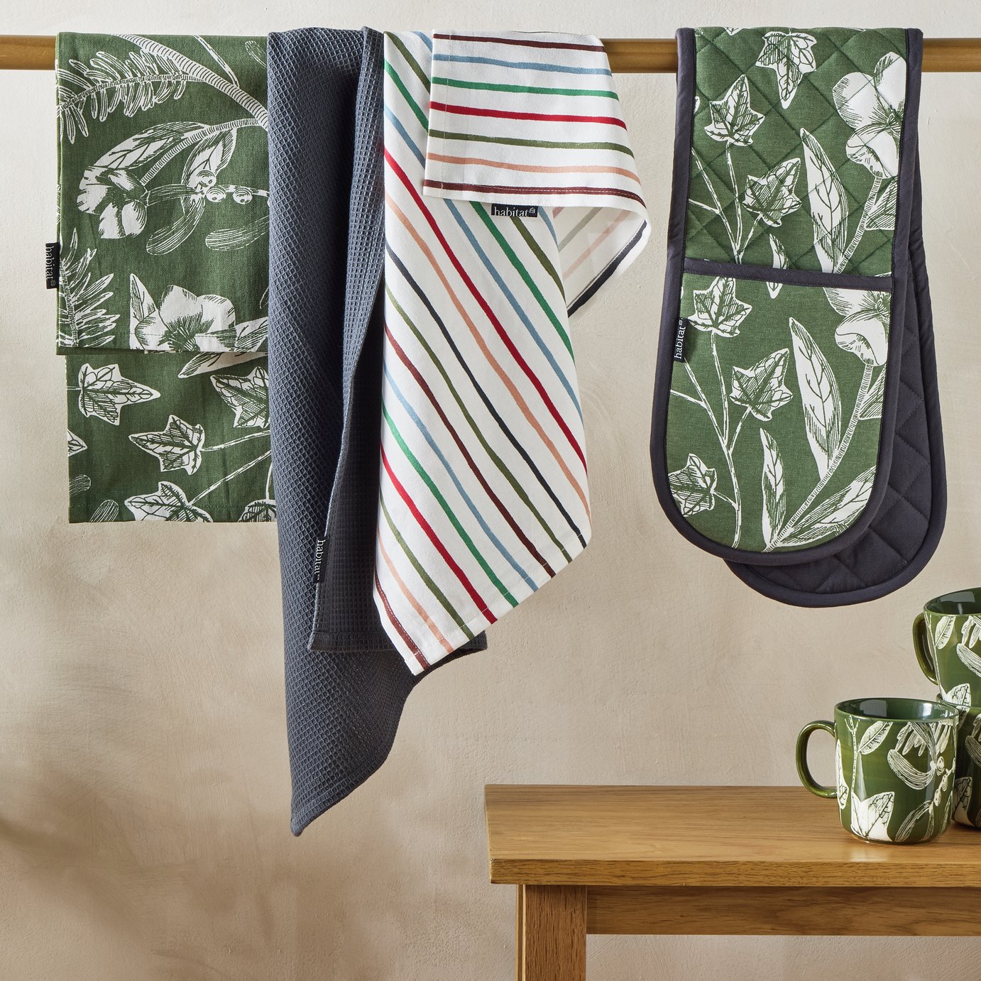 Floral Stripe Textile Set