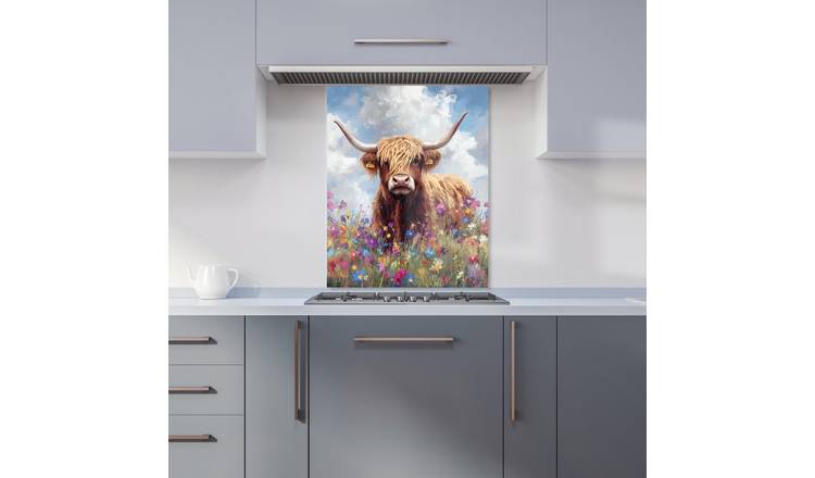 WRT Summer Cow Multicolour Kitchen Splashback - W600xH750mm