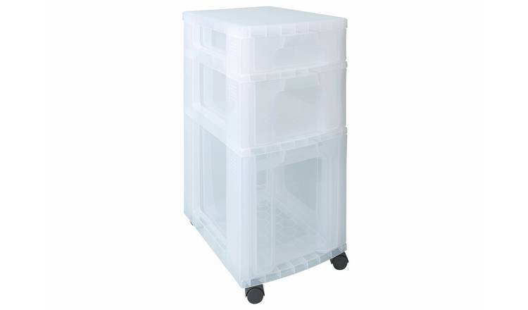 Really Useful 3 Drawer Plastic Mixed Storage Tower - Clear