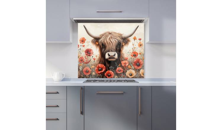 WRT Cow Multicolour Kitchen Splashback - W900xH750mm