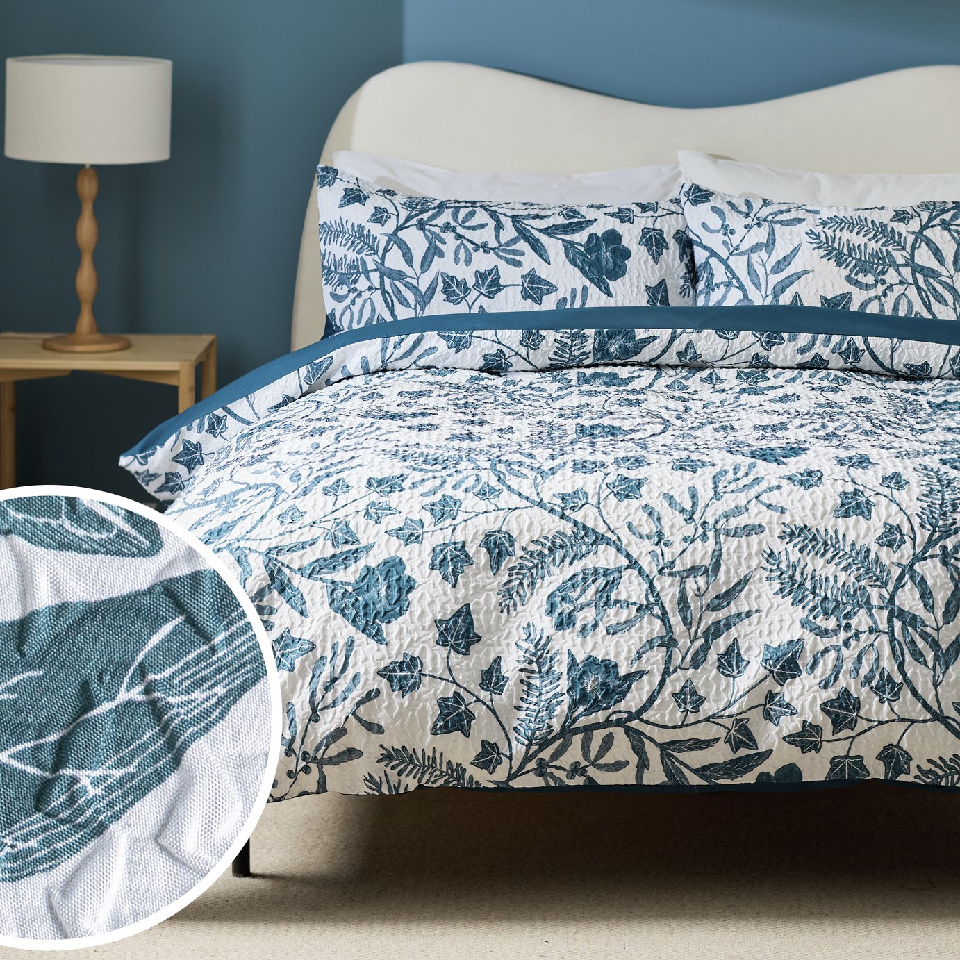 Foliage Heatset & Blue Bedding Set Single