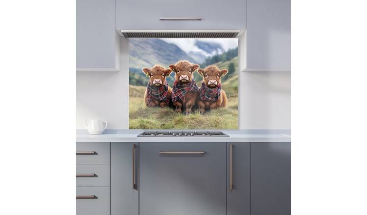 WRT Trio Cows Multicolour Kitchen Splashback - W900xH750mm